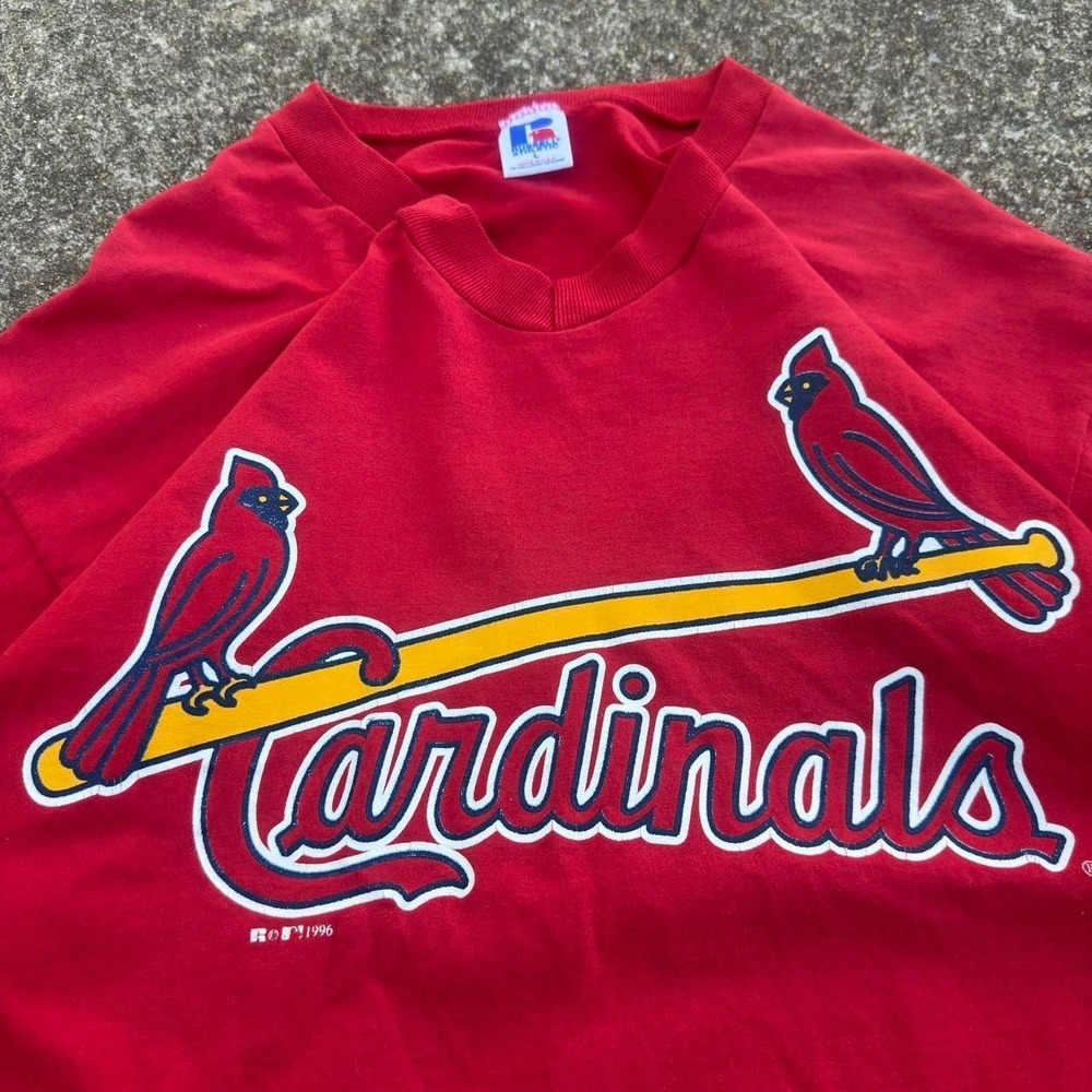 Vintage 90s Russell Athletic St Louis Cardinals MLB T Shirt Red Large (g4)